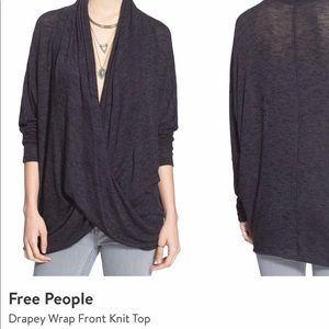 Free People Drapey Wrap Front Knit Top
